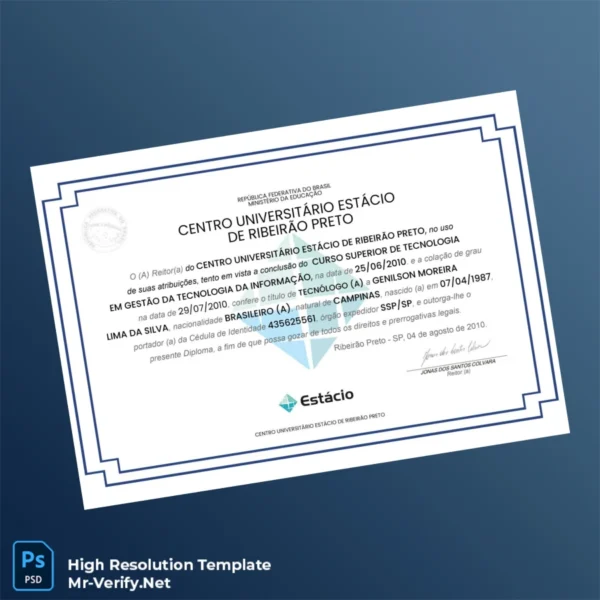 Brazil Centro Universitário Estácio de Ribeirão Preto Technology Degree in Information Technology Template Printable Brazil Centro Universitário Estácio de Ribeirão Preto Technology Degree in Information Technology Template Image Preview - PrintDocs