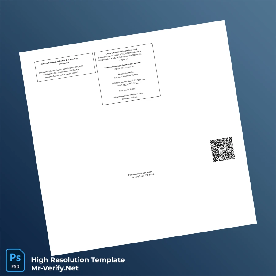 Brazil Centro Universitário Leonardo da Vinci Technologist in Information Technology Diploma-page2 Printable Brazil Centro Universitário Leonardo da Vinci Technologist in Information Technology Diploma page 2 Image Preview - PrintDocs