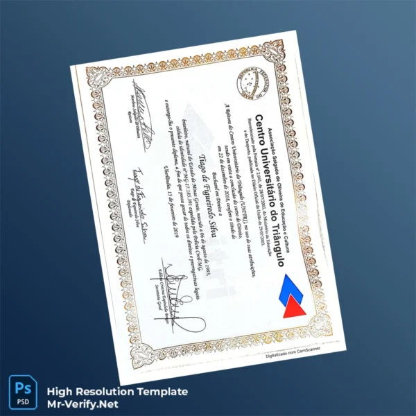 Printable Brazil Centro Universitário do Triângulo Bachelor of Law Diploma Image Preview - PrintDocs