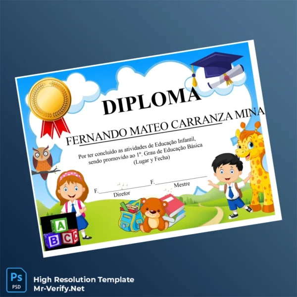 Printable Brazil Diploma in Early Childhood Education Template Image Preview - PrintDocs