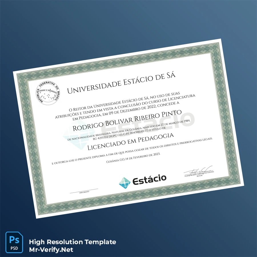 Brazil Estácio de Sá Licentiate Degree in Pedagogy Template Printable Brazil Estácio de Sá Licentiate Degree in Pedagogy Template Image Preview - PrintDocs