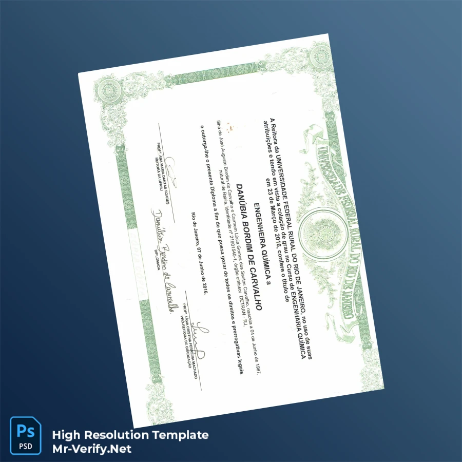 Brazil Federal Rural University of Rio de Janeiro Bachelor of Science in Chemical Engineering Template Printable Brazil Federal Rural University of Rio de Janeiro Bachelor of Science in Chemical Engineering Template Image Preview - PrintDocs