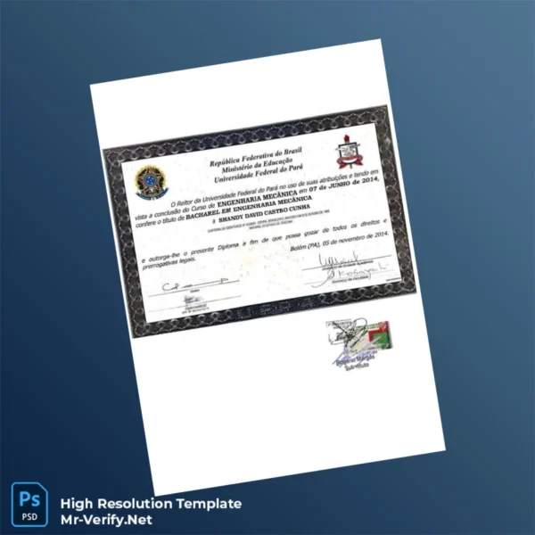 Brazil Federal University of Pará Bachelor of Science in Mechanical Engineering Template Printable Brazil Federal University of Pará Bachelor of Science in Mechanical Engineering Template Image Preview - PrintDocs