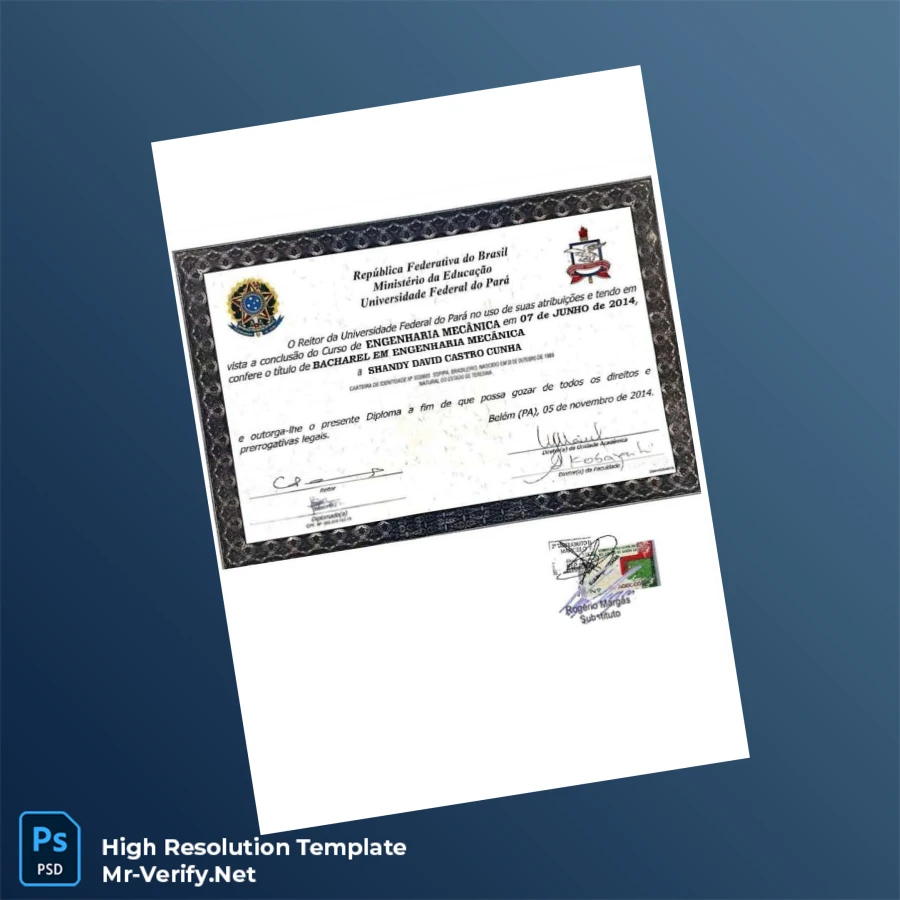 Brazil Federal University of Pará Bachelor of Science in Mechanical Engineering Template Printable Brazil Federal University of Pará Bachelor of Science in Mechanical Engineering Template Image Preview - PrintDocs