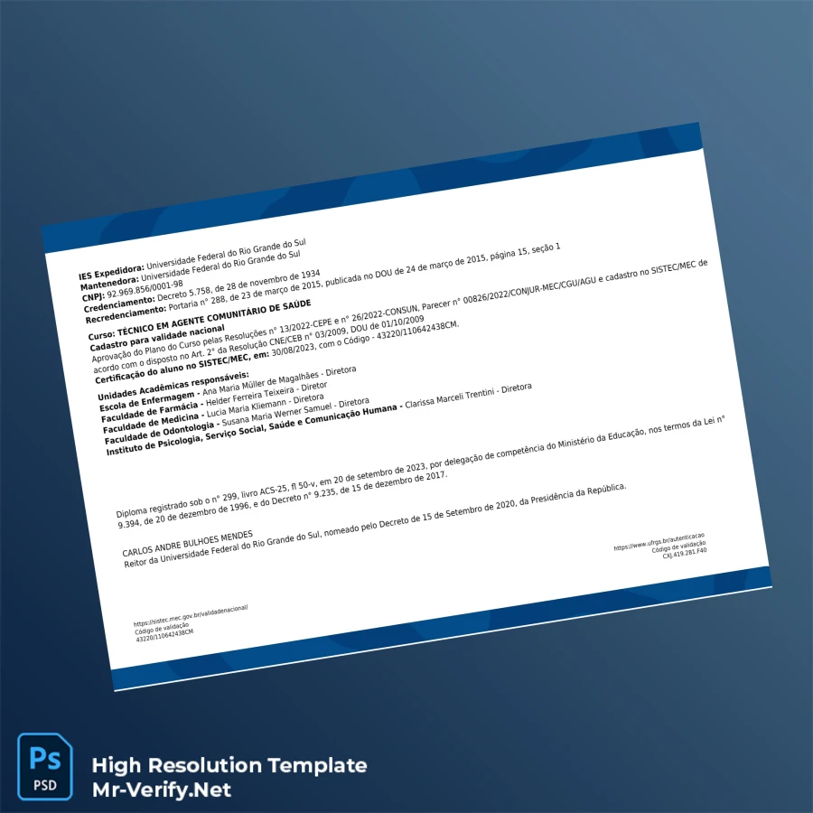Brazil Federal University of Rio Grande do Sul Technical Diploma in Community Health Agent Template-page2 Printable Brazil Federal University of Rio Grande do Sul Technical Diploma in Community Health Agent Template page 2 Image Preview - PrintDocs