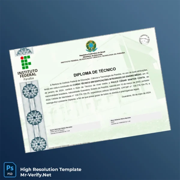 Printable Brazil Instituto Federal da Paraíba Técnico em Edificações Template Image Preview - PrintDocs