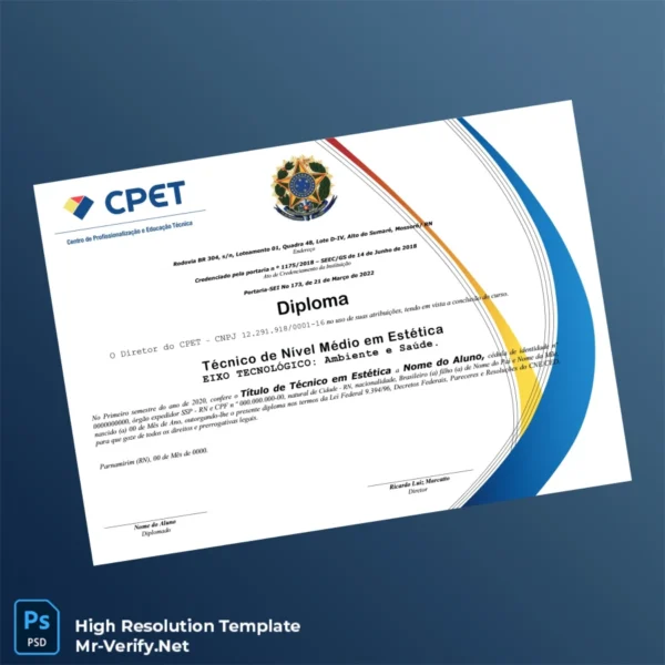 Brazil Instituto (Unnamed) Diploma in Aesthetics Template Printable Brazil Instituto (Unnamed) Diploma in Aesthetics Template Image Preview - PrintDocs