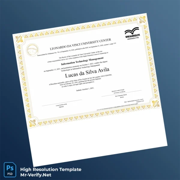 Brazil Leonardo da Vinci University Center Technologist in Information Technology Management Printable Brazil Leonardo da Vinci University Center Technologist in Information Technology Management Image Preview - PrintDocs