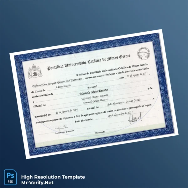 Printable Brazil Pontifícia Universidade Católica de Minas Gerais Bachelor of Administration Template Image Preview - PrintDocs