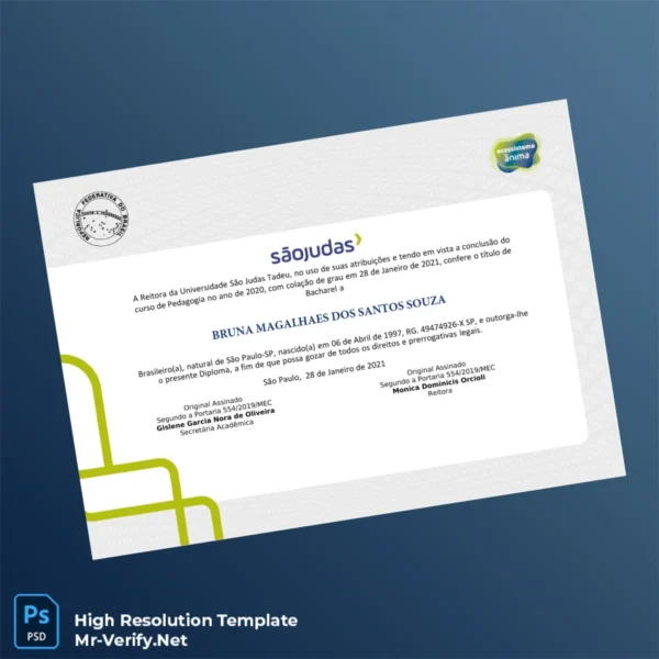 Brazil São Judas Tadeu University Bachelor of Pedagogy Template Printable Brazil São Judas Tadeu University Bachelor of Pedagogy Template Image Preview - PrintDocs