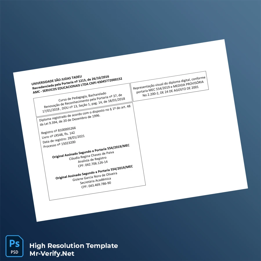 Brazil São Judas Tadeu University Bachelor of Pedagogy Template-page2 Printable Brazil São Judas Tadeu University Bachelor of Pedagogy Template page 2 Image Preview - PrintDocs