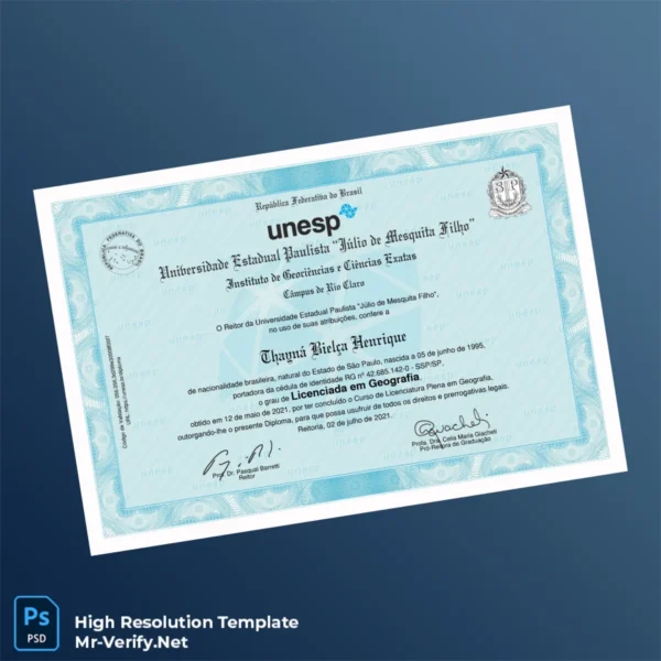 Brazil State University of São Paulo Bachelor of Geography Template Printable Brazil State University of São Paulo Bachelor of Geography Template Image Preview - PrintDocs