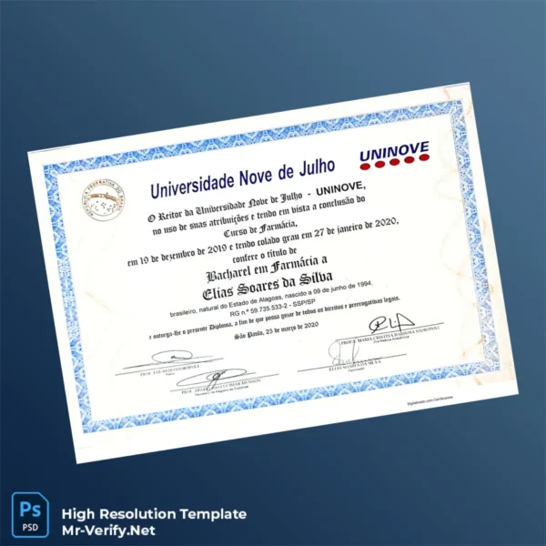 Brazil UNINOVE Bachelor of Pharmacy Template Printable Brazil UNINOVE Bachelor of Pharmacy Template Image Preview - PrintDocs