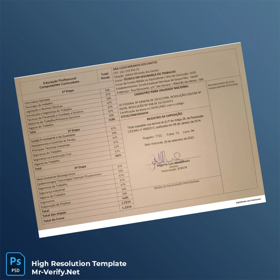 Brazil UTRAMIG Technical Certificate in Work Safety Template-page2 Printable Brazil UTRAMIG Technical Certificate in Work Safety Template page 2 Image Preview - PrintDocs