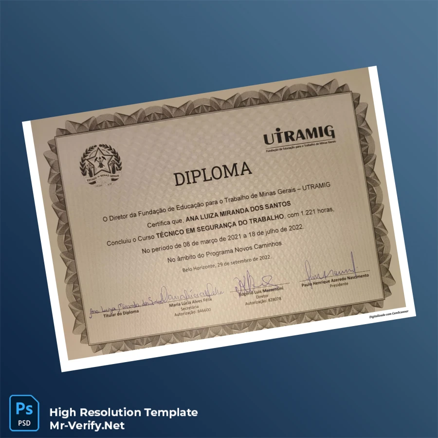 Brazil UTRAMIG Technical Certificate in Work Safety Template Printable Brazil UTRAMIG Technical Certificate in Work Safety Template Image Preview - PrintDocs
