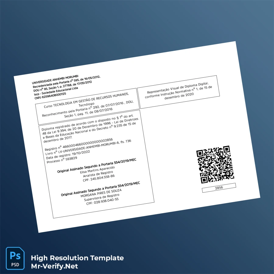 Brazil Universidade Anhembi Morumbi Tecnólogo em Gestão de Recursos Humanos Degree Template-page2 Printable Brazil Universidade Anhembi Morumbi Tecnólogo em Gestão de Recursos Humanos Degree Template page 2 Image Preview - PrintDocs
