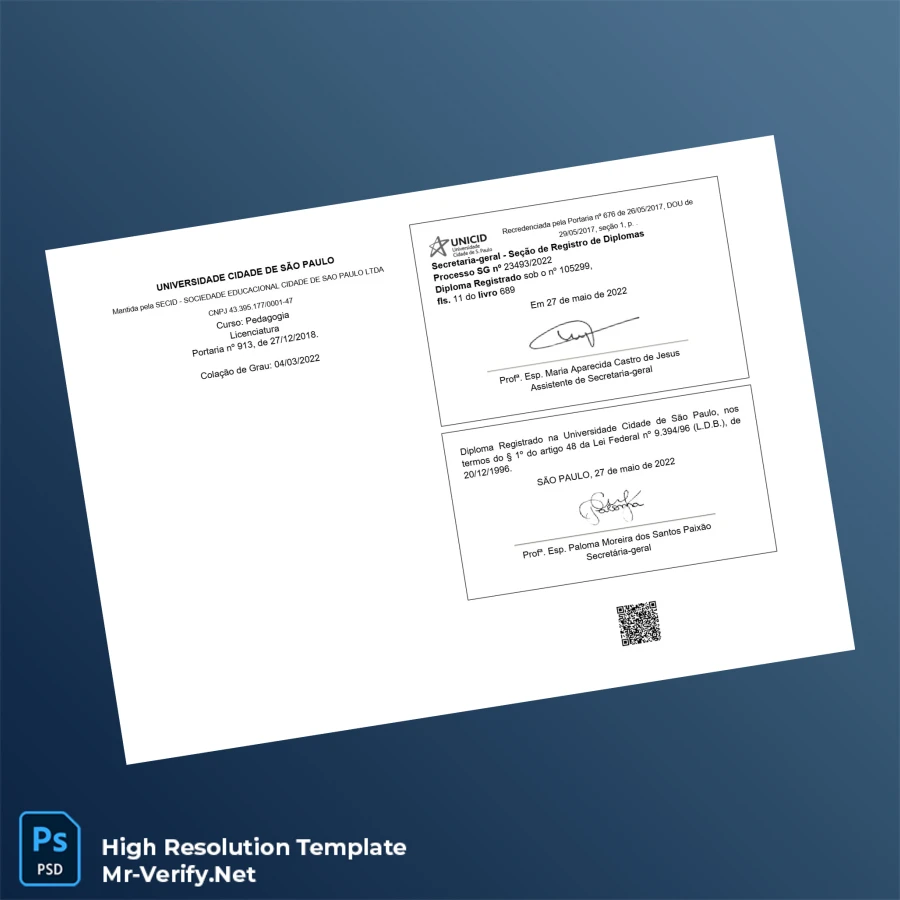 Brazil Universidade Cidade de São Paulo Bachelor of Education in Pedagogy Template-page2 Printable Brazil Universidade Cidade de São Paulo Bachelor of Education in Pedagogy Template page 2 Image Preview - PrintDocs