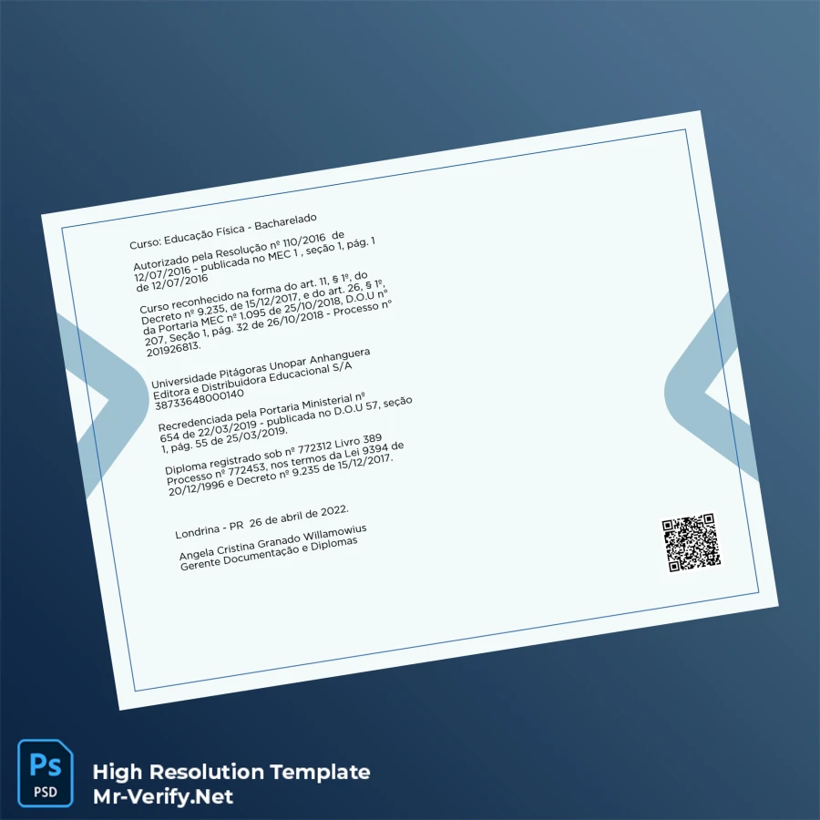 Brazil Universidade Pitágoras Unopar Anhanguera Bachelor of Physical Education Template-page2 Printable Brazil Universidade Pitágoras Unopar Anhanguera Bachelor of Physical Education Template page 2 Image Preview - PrintDocs