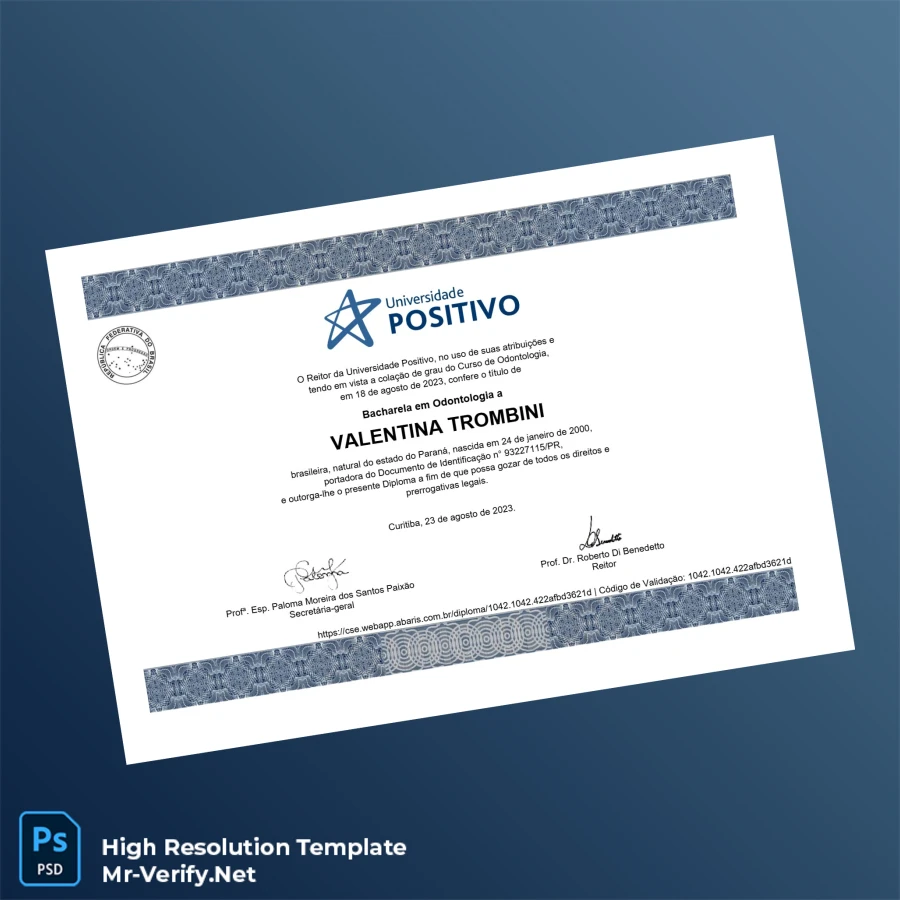 Brazil Universidade Positivo Bachelor of Dentistry Template Printable Brazil Universidade Positivo Bachelor of Dentistry Template Image Preview - PrintDocs