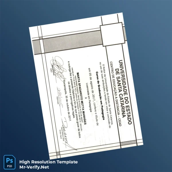 Brazil Universidade do Estado de Santa Catarina Bachelor of Education Diploma Template Printable Brazil Universidade do Estado de Santa Catarina Bachelor of Education Diploma Template Image Preview - PrintDocs