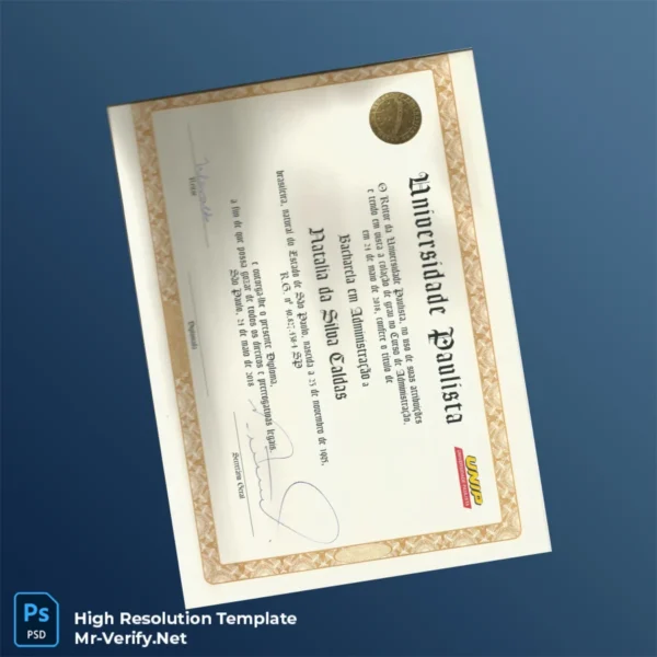 Brazil University Paulista Bachelor in Administration Template Printable Brazil University Paulista Bachelor in Administration Template Image Preview - PrintDocs
