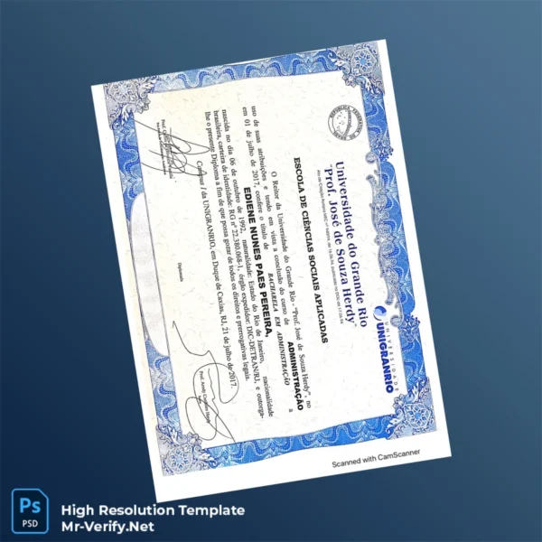 Printable Brazil University of Grande Rio Bachelor's Degree in Administration Image Preview - PrintDocs