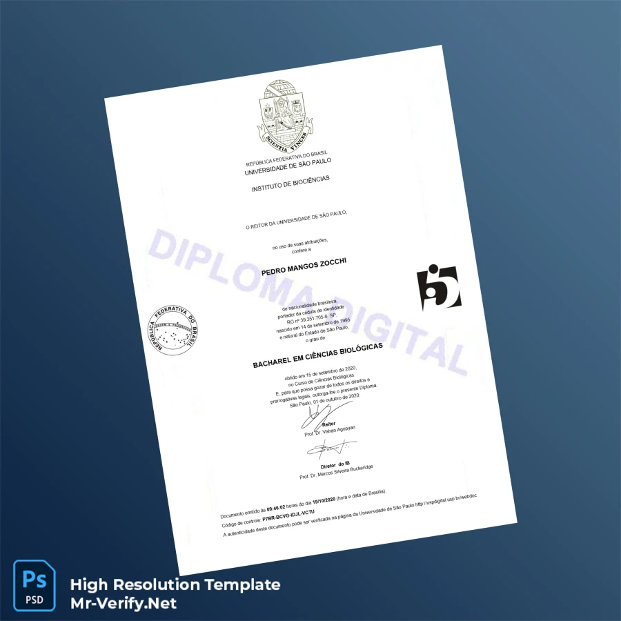 Brazil University of São Paulo Bachelor in Biological Sciences Template Printable Brazil University of São Paulo Bachelor in Biological Sciences Template Image Preview - PrintDocs