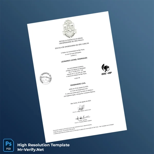 Brazil University of São Paulo Bachelor of Civil Engineering Template Printable Brazil University of São Paulo Bachelor of Civil Engineering Template Image Preview - PrintDocs