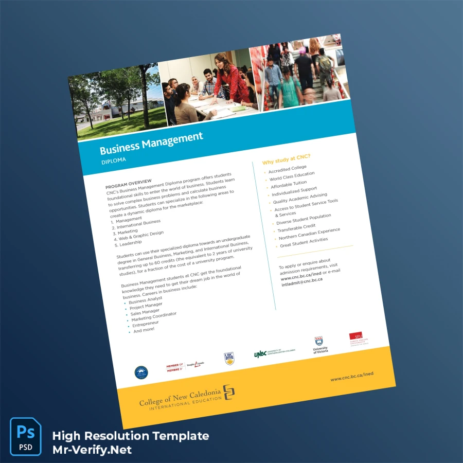 Canada College of New Caledonia Business Management Diploma Template Printable Canada College of New Caledonia Business Management Diploma Template Image Preview - PrintDocs