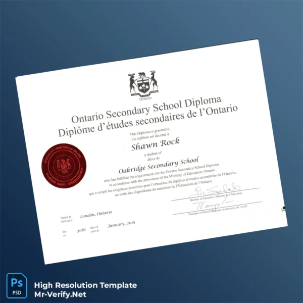 Printable Canada Oakridge Secondary School Ontario Secondary School Diploma Image Preview - PrintDocs