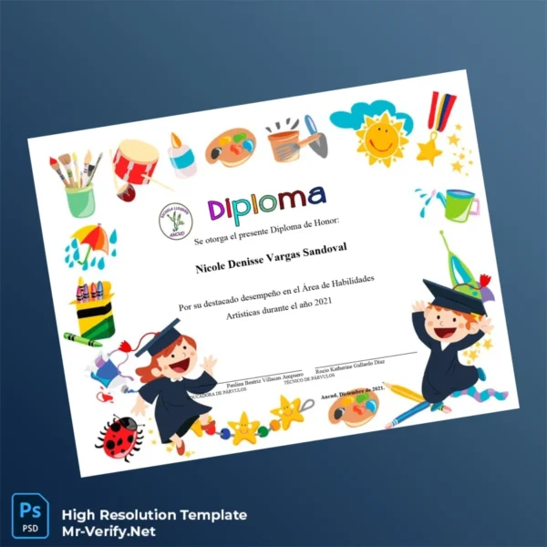 Printable Chile Ancud Diploma of Honor in Artistic Skills Template Image Preview - PrintDocs