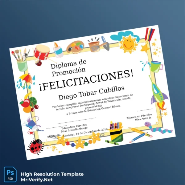 Printable Chile Educational Institution Diploma Certificate Image Preview - PrintDocs