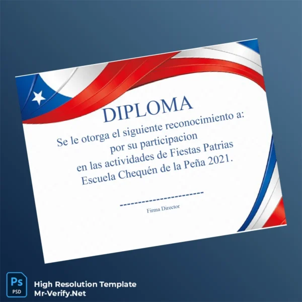 Chile Escuela Chequén de la Peña Diploma Template Printable Chile Escuela Chequén de la Peña Diploma Template Image Preview - PrintDocs