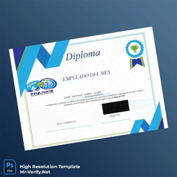 Colombia Disijunior Employee of the Month Diploma Printable Colombia Disijunior Employee of the Month Diploma Image Preview - PrintDocs
