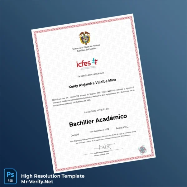 Printable Colombia Icfes Bachiller Académico Template Image Preview - PrintDocs