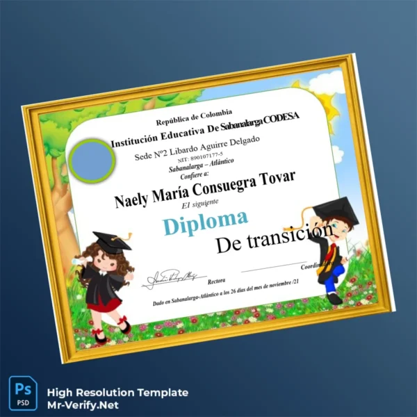 Printable Colombia Institución Educativa De Sabanalarga CODESA Transition Diploma Image Preview - PrintDocs