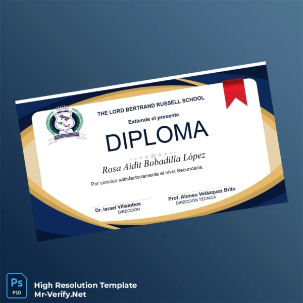 Costa Rica Lord Bertrand Russell School Secondary Diploma Printable Costa Rica Lord Bertrand Russell School Secondary Diploma Image Preview - PrintDocs