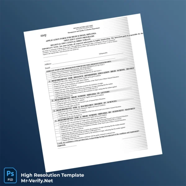 Printable Costa Rica Ministry of Public Education High School Diploma Image Preview - PrintDocs