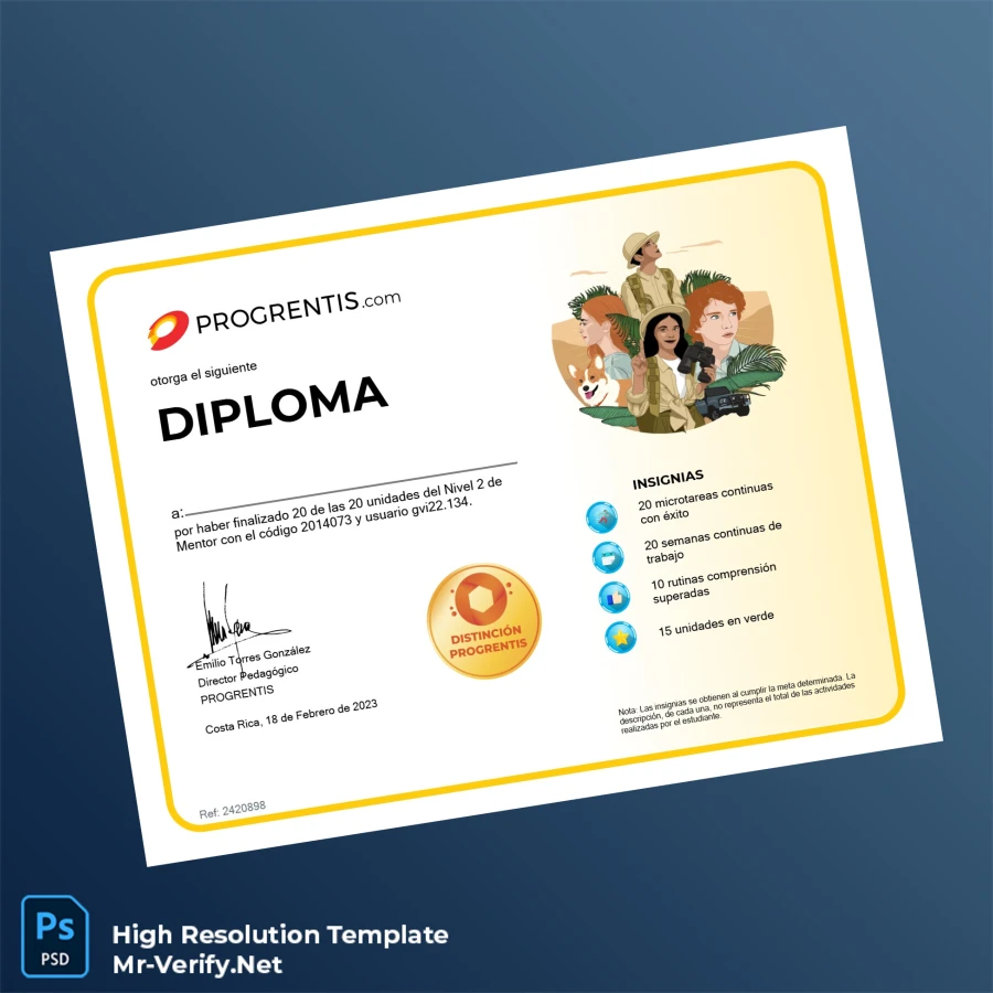 Costa Rica Progrentis Diploma Template Printable Costa Rica Progrentis Diploma Template Image Preview - PrintDocs