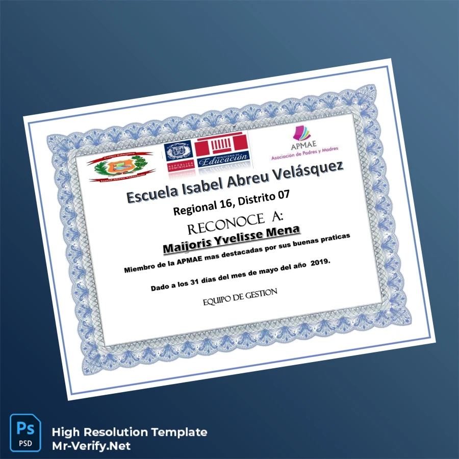 Dominican Republic Escuela Isabel Abreu Velásquez Recognition Diploma-page3 Printable Dominican Republic Escuela Isabel Abreu Velásquez Recognition Diploma page 3 Image Preview - PrintDocs