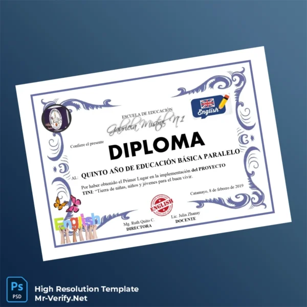 Ecuador Escuela de Educación Gabriela Mistral No. 1 Diploma Template Printable Ecuador Escuela de Educación Gabriela Mistral No. 1 Diploma Template Image Preview - PrintDocs
