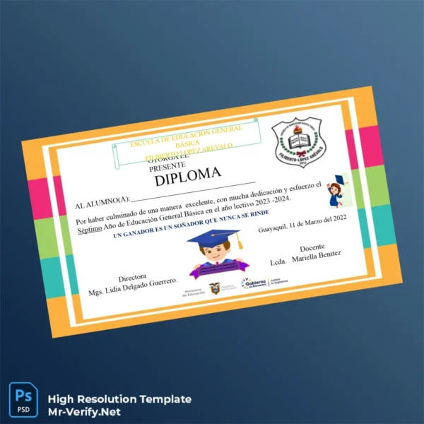 Ecuador Escuela de Educación General Básica Seventh Year Diploma Printable Ecuador Escuela de Educación General Básica Seventh Year Diploma Image Preview - PrintDocs