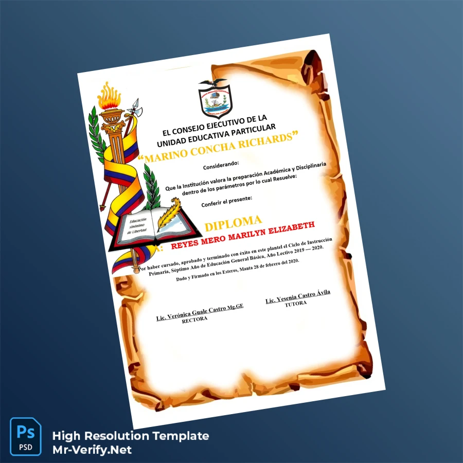 Ecuador Marino Concha Richards Diploma Template-page4 Printable Ecuador Marino Concha Richards Diploma Template page 4 Image Preview - PrintDocs