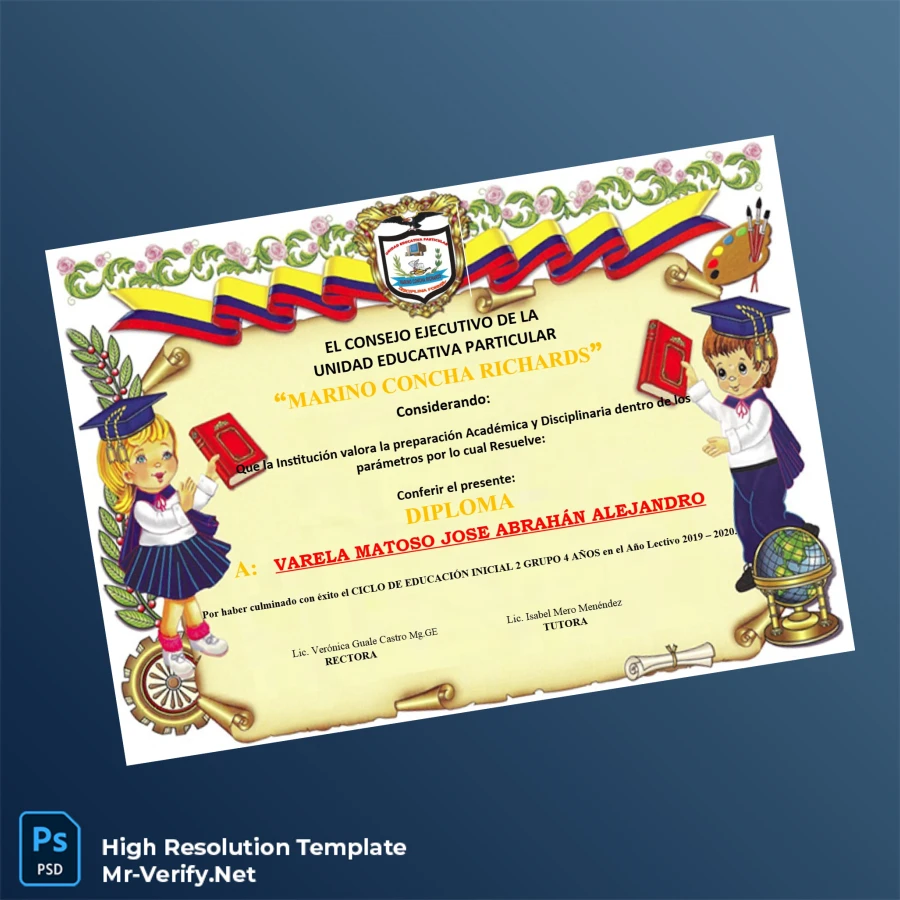 Ecuador Marino Concha Richards Diploma in Initial Education 2019-2020 Printable Ecuador Marino Concha Richards Diploma in Initial Education 2019-2020 Image Preview - PrintDocs
