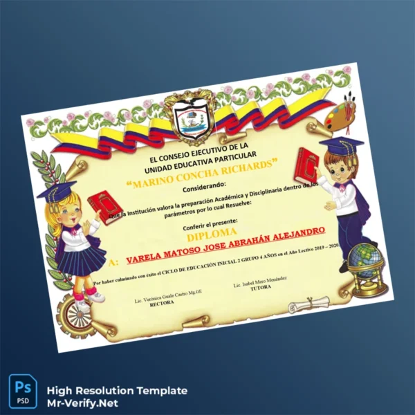 Ecuador Marino Concha Richards Diploma in Initial Education Printable Ecuador Marino Concha Richards Diploma in Initial Education Image Preview - PrintDocs