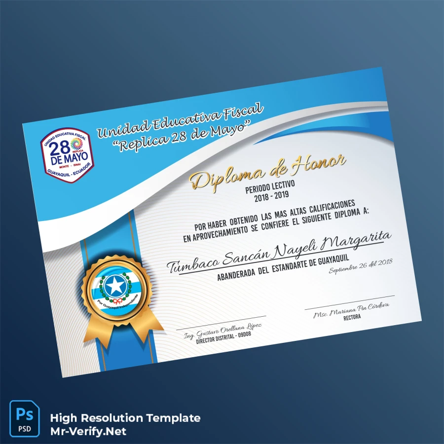 Ecuador Unidad Educativa Fiscal Replica 28 de Mayo Honor Diploma-page2 Printable Ecuador Unidad Educativa Fiscal Replica 28 de Mayo Honor Diploma page 2 Image Preview - PrintDocs