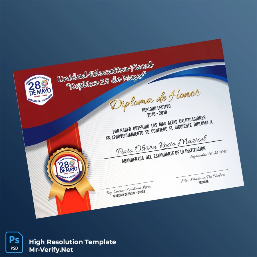 Ecuador Unidad Educativa Fiscal Replica 28 de Mayo Honor Diploma-page3 Printable Ecuador Unidad Educativa Fiscal Replica 28 de Mayo Honor Diploma page 3 Image Preview - PrintDocs