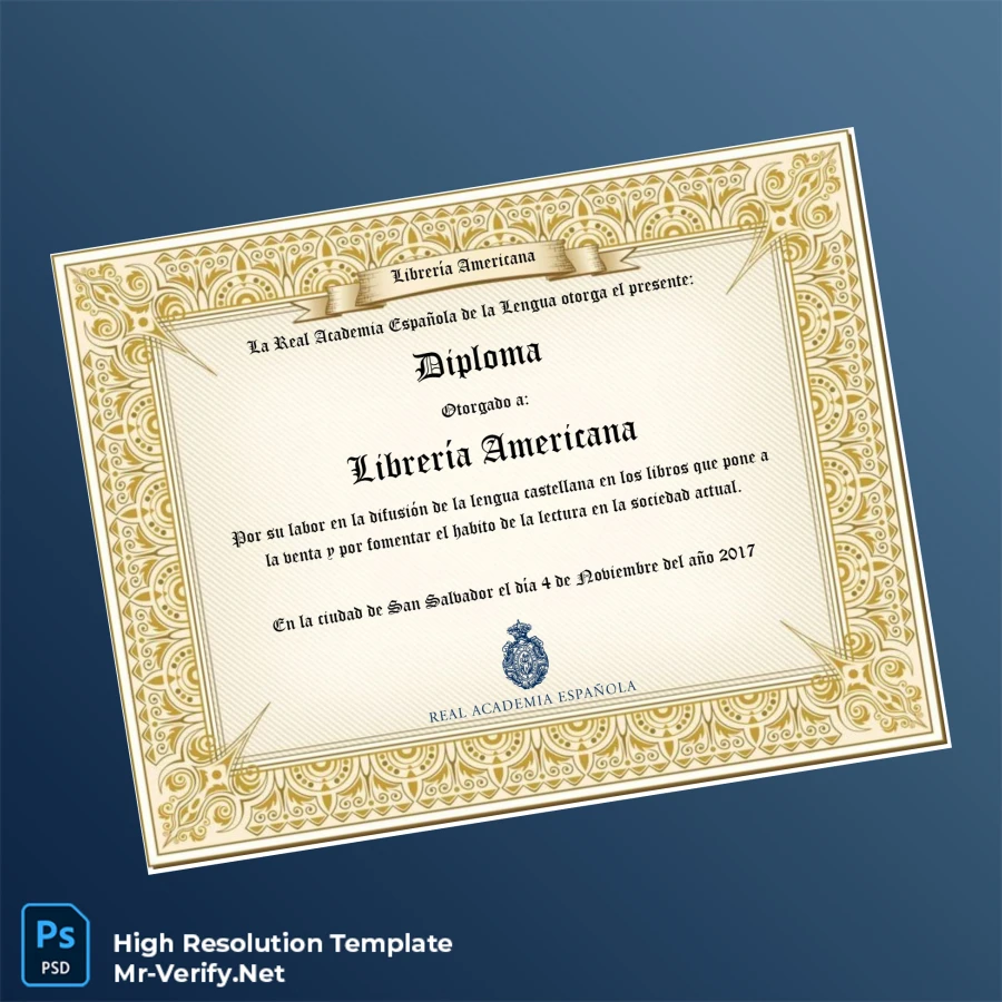 El Salvador Real Academia Española Diploma Template Printable El Salvador Real Academia Española Diploma Template Image Preview - PrintDocs