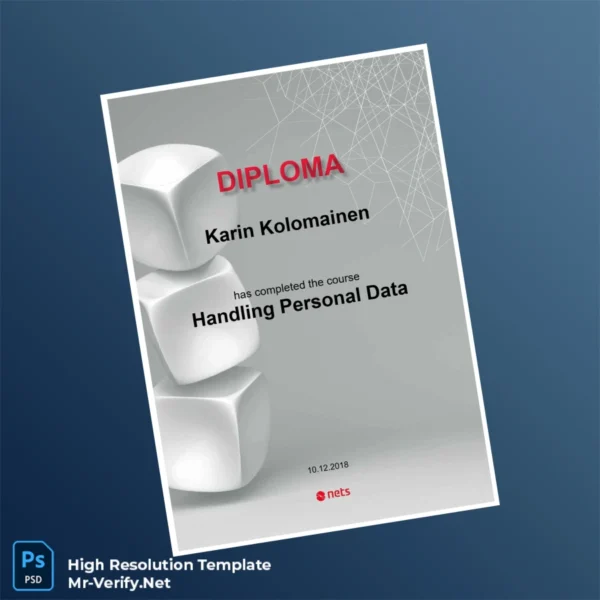 Finland nets Diploma in Handling Personal Data Printable Finland Nets Diploma in Handling Personal Data Image Preview - PrintDocs