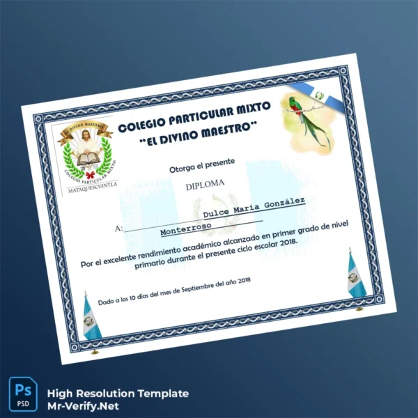 Guatemala Colegio Particular Mixto _El Divino Maestro_ Diploma Printable Guatemala Colegio Particular Mixto _El Divino Maestro_ Diploma Image Preview - PrintDocs
